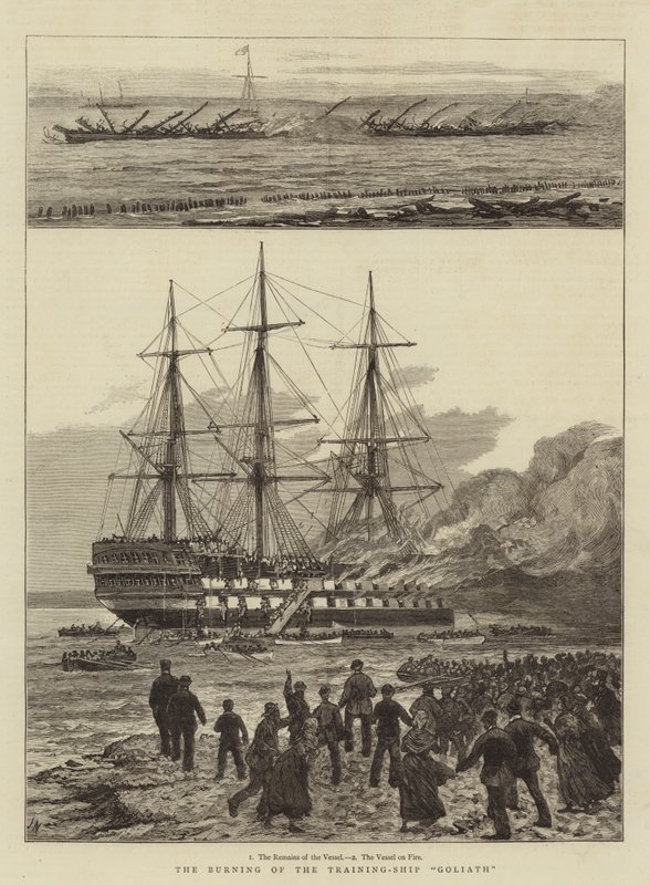 The Burning of the Training-Ship Goliath by Joseph Nash
