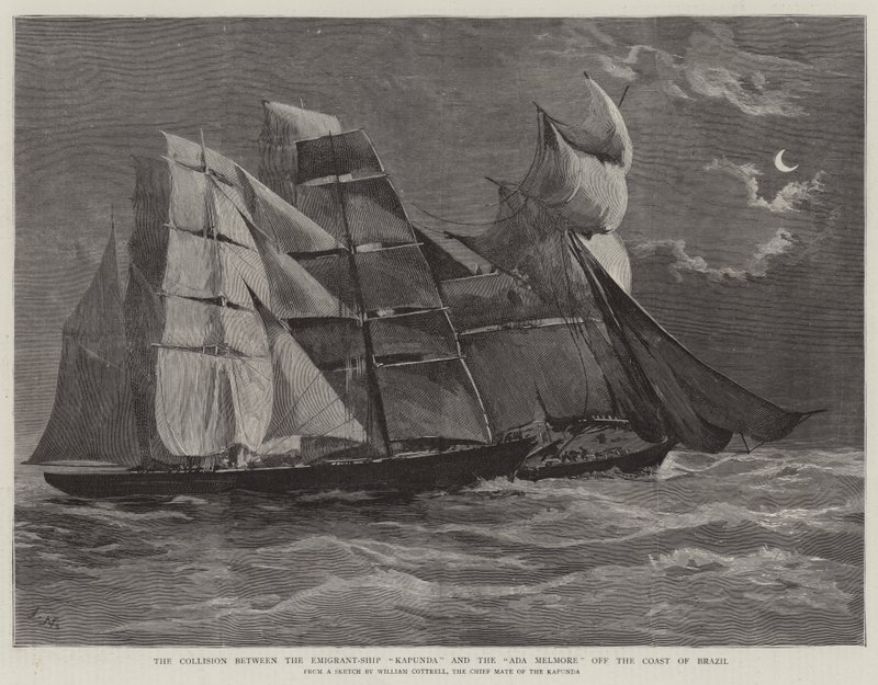 The Collision between the Emigrant-Ship Kapunda and the Ada Melmore off the Coast of Brazil by Joseph Nash