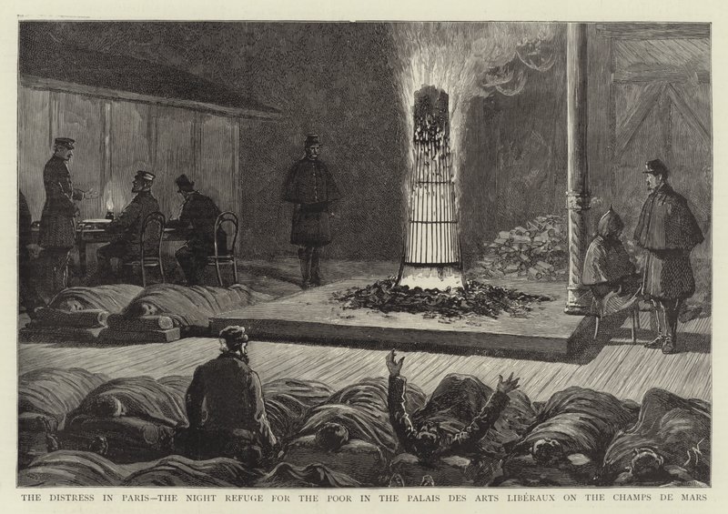 The Distress in Paris, the Night Refuge for the Poor in the Palais des Arts Liberaux on the Champs de Mars by Joseph Nash