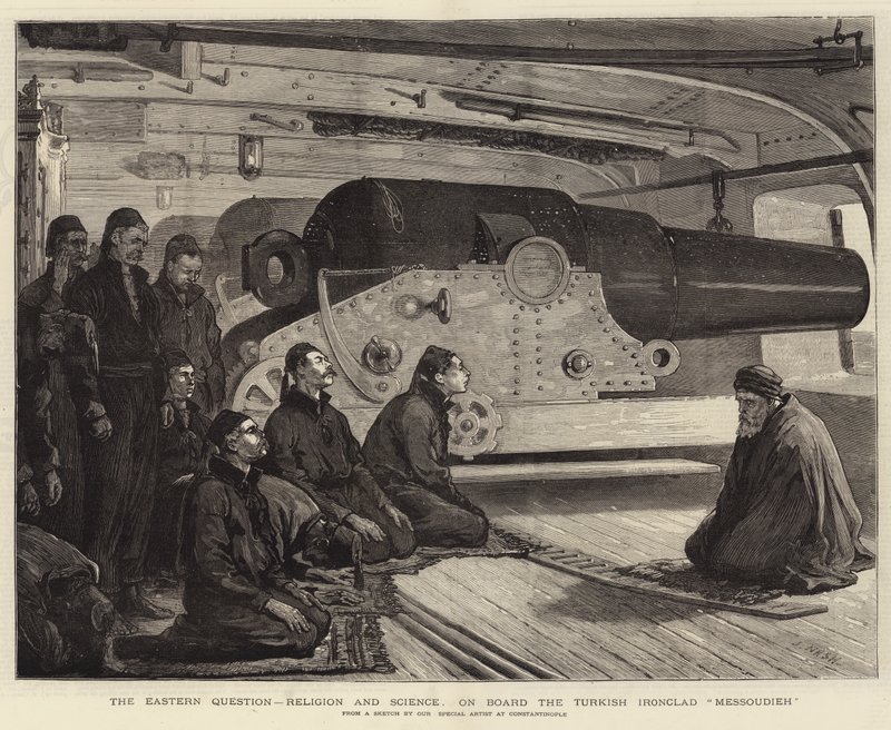The Eastern Question, Religion and Science, on Board the Turkish Ironclad Messoudieh by Joseph Nash