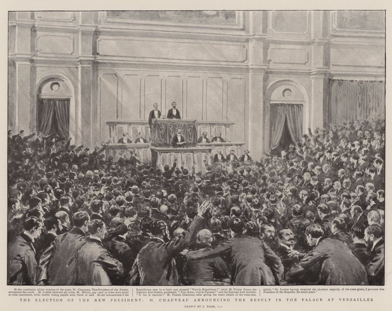 The Election of the New President, M Chauveau Announcing the Result in the Palace at Versailles by Joseph Nash