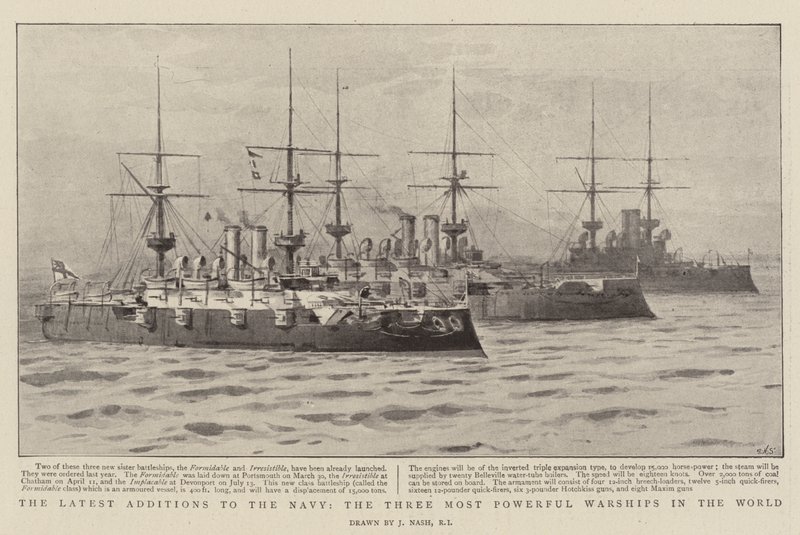 The Latest Additions to the Navy, the Three Most Powerful Warships in the World by Joseph Nash