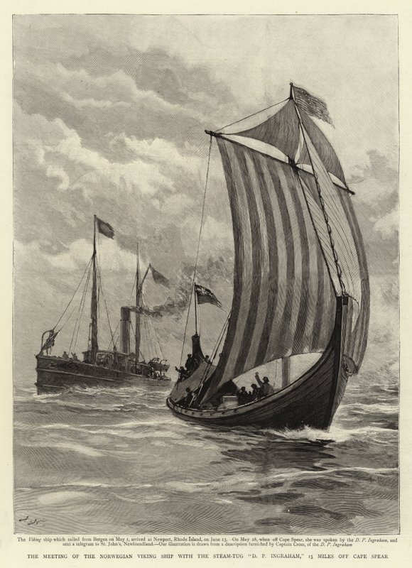 The Meeting of the Norwegian Viking Ship with the Steam-Tug D P Ingraham, 15 Miles off Cape Spear by Joseph Nash