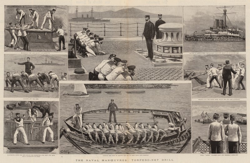 The Naval Manoeuvres, Torpedo-Net Drill by Joseph Nash