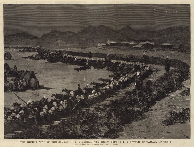 The Recent War in the Soudan, in the Zereba the Night Before the Battle of Tamasi, 13 March by Joseph Nash