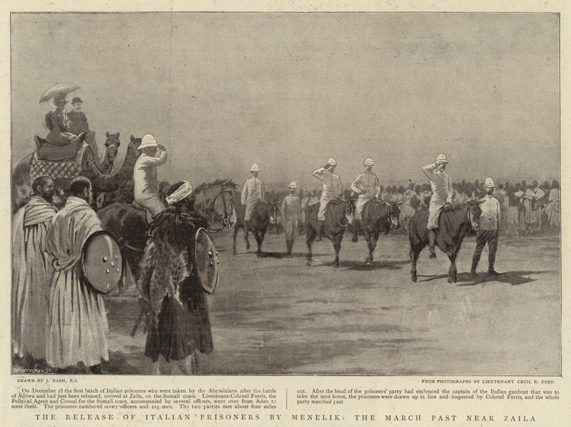 The Release of Italian Prisoners by Menelik, the March Past near Zaila by Joseph Nash