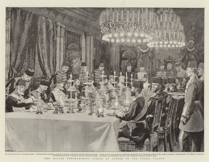 The Sultan Entertaining Guests at Dinner in the Yildiz Palace by Joseph Nash