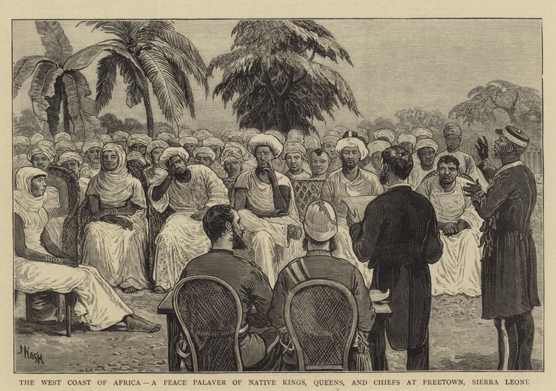 The West Coast of Africa, a Peace Palaver of Native Kings, Queens, and Chiefs at Freetown, Sierra Leone by Joseph Nash