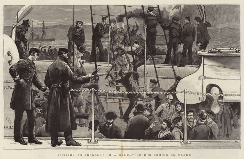 Visiting an Ironclad in a Gale-Trippers coming on Board by Joseph Nash