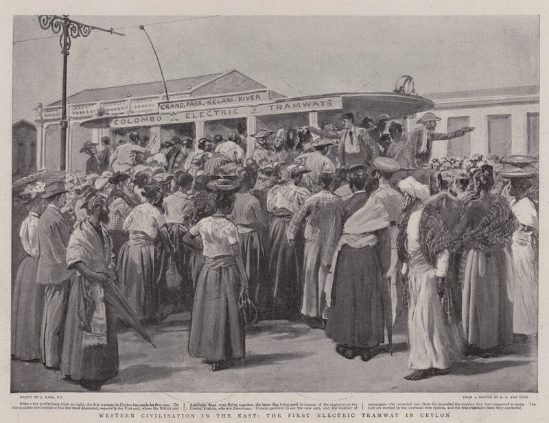 Western Civilisation in the East, the First Electric Tramway in Ceylon by Joseph Nash