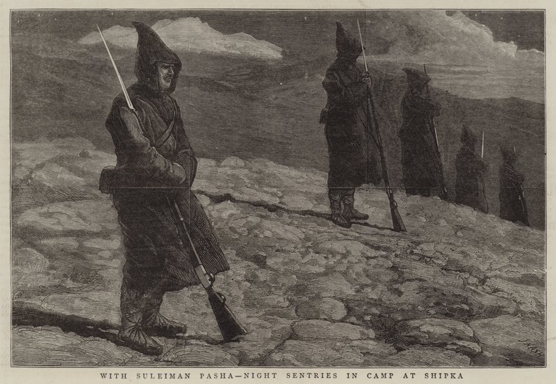 With Suleiman Pasha, Night Sentries in Camp at Shipka by Joseph Nash