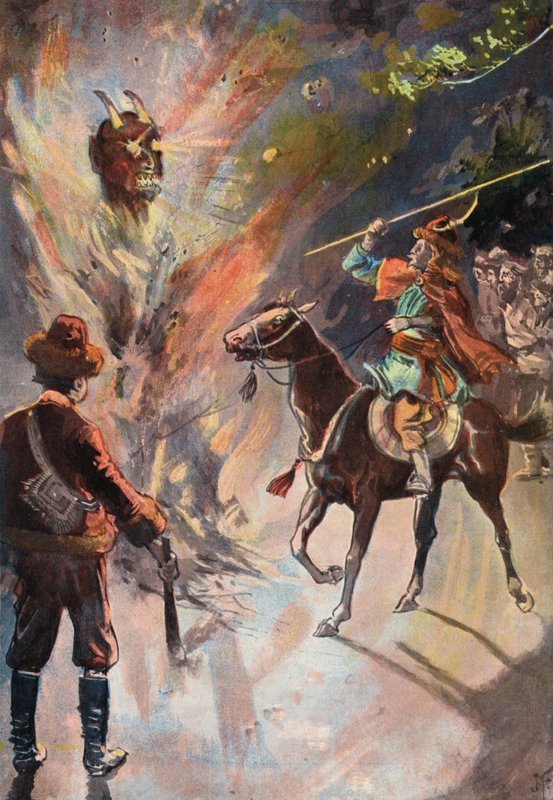 Robinson Crusoe: Destruction of the tartar idol by Joseph (after) Finnemore