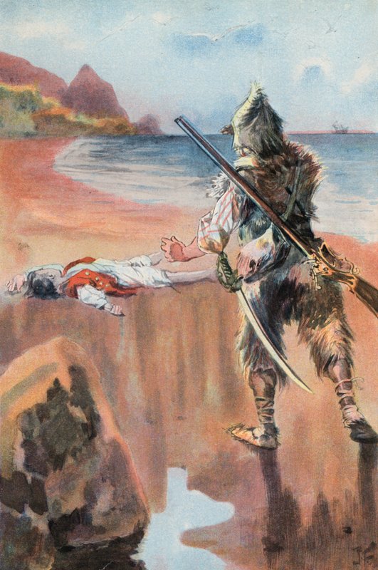 Robinson Crusoe: I find a drowned boy by Joseph (after) Finnemore