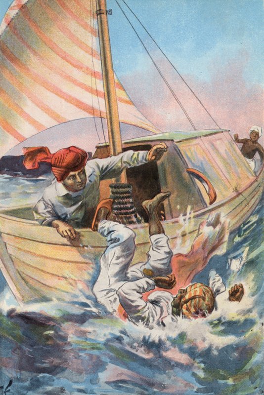 Robinson Crusoe: I toss the Moor overboard by Joseph (after) Finnemore
