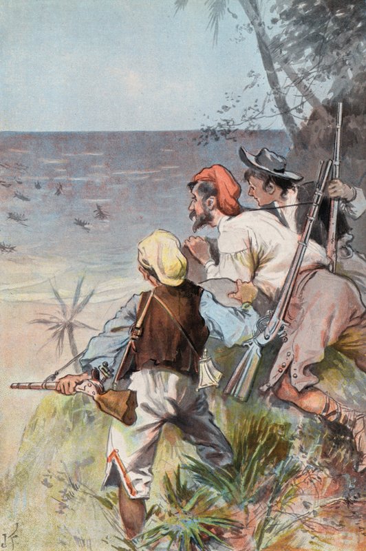 Robinson Crusoe: Invaded by savages by Joseph (after) Finnemore