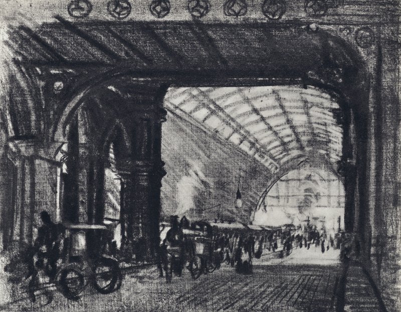 St Pancras Station by Joseph (after) Pennell