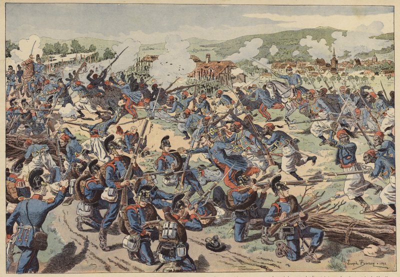Battle of Wissembourg, Franco-Prussian War, 4 August 1870 by Joseph Charles (after) Beuzon