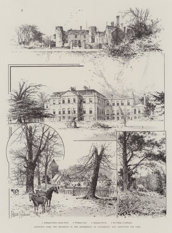 Addington Park, the Residence of the Archbishops of Canterbury, now announced for Sale by Joseph Holland Tringham