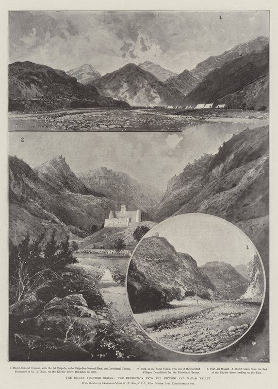 The Indian Frontier Rising, the Expedition into the Khyber and Bazar Valley by Joseph Holland Tringham