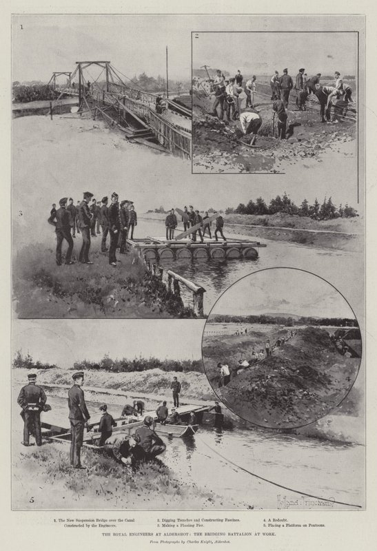 The Royal Engineers at Aldershot, the Bridging Battalion at Work by Joseph Holland Tringham