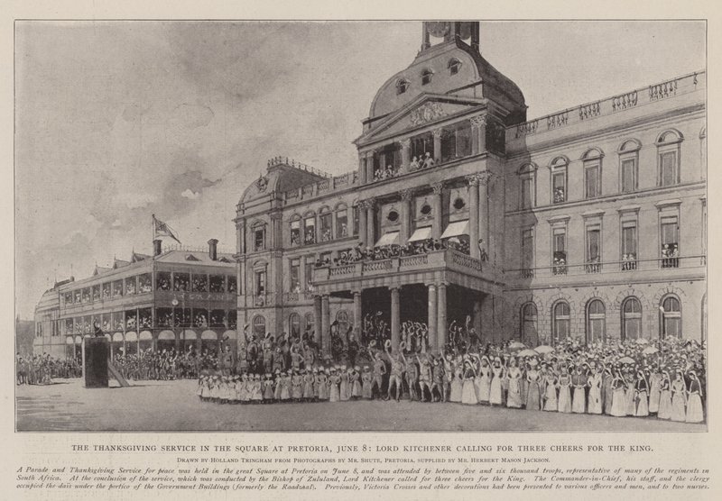 The Thanksgiving Service in the Square at Pretoria, 8 June, Lord Kitchener calling for Three Cheers for the King by Joseph Holland Tringham