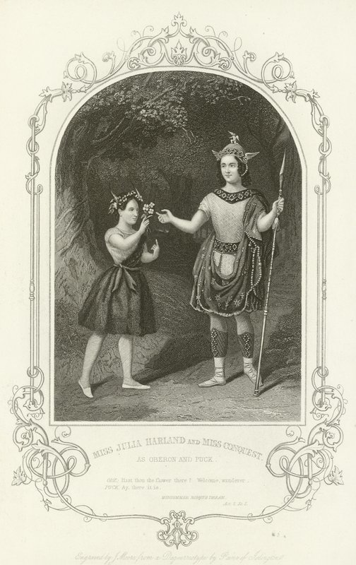 Miss Julia Harland and Miss Conquest as Oberon and Puck, A Midsummer Night