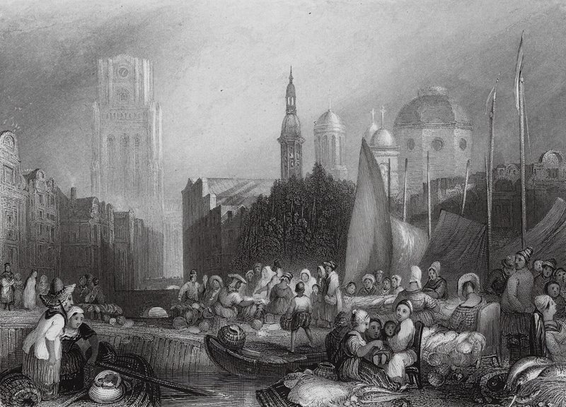 Fish Market, Rotterdam by Joseph Mallord William (after) Turner