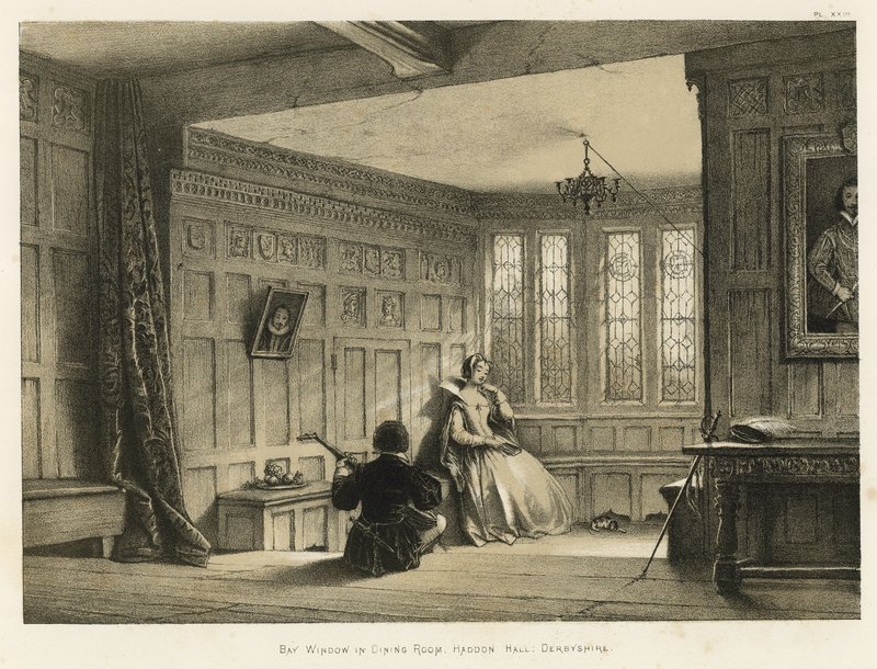 Bay Window in Dining Room, Haddon Hall, Derbyshire by Joseph Nash