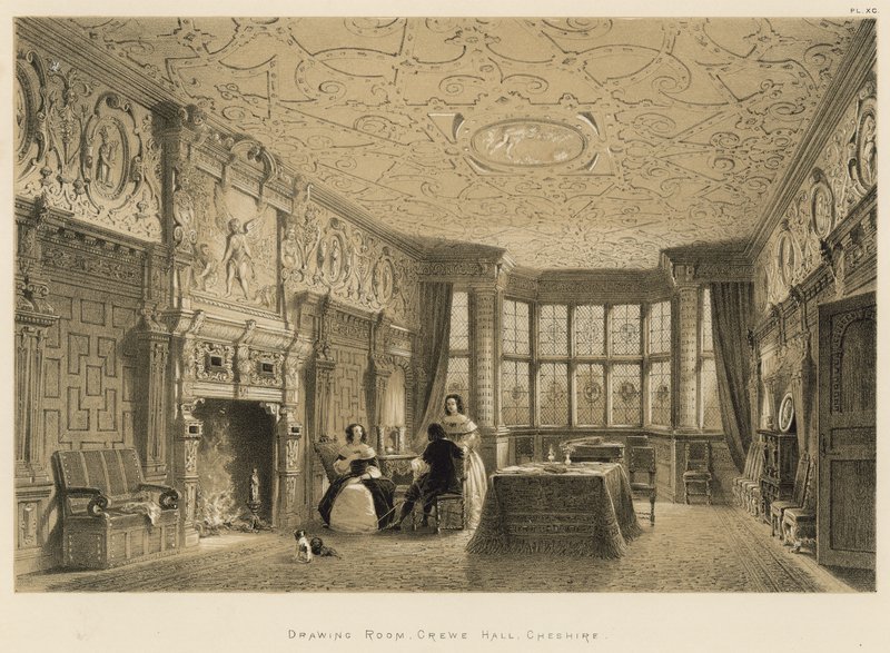 Drawing Room, Crewe Hall, Cheshire by Joseph Nash