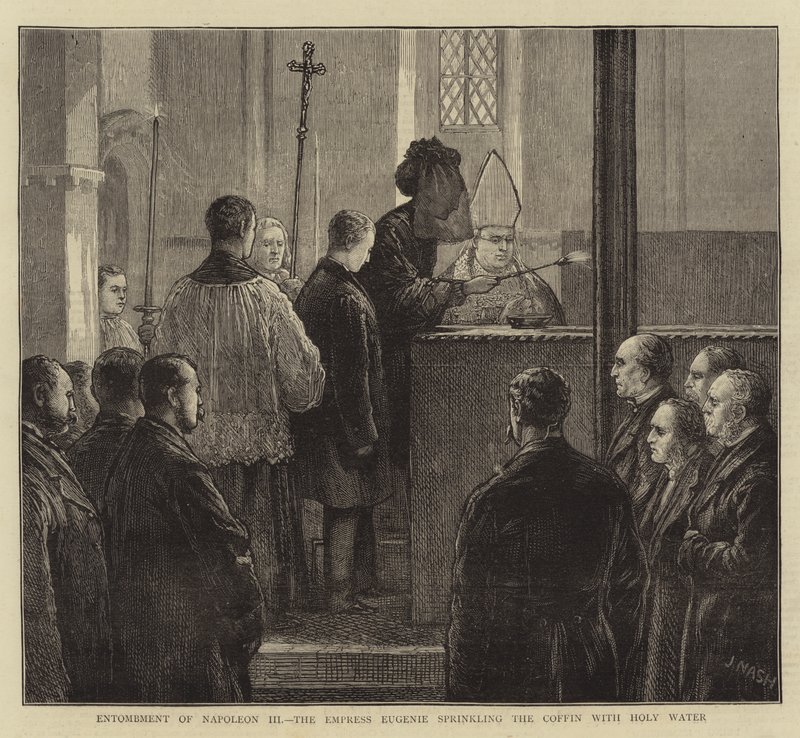 Entombment of Napoleon III, the Empress Eugenie sprinkling the Coffin with Holy Water by Joseph Nash