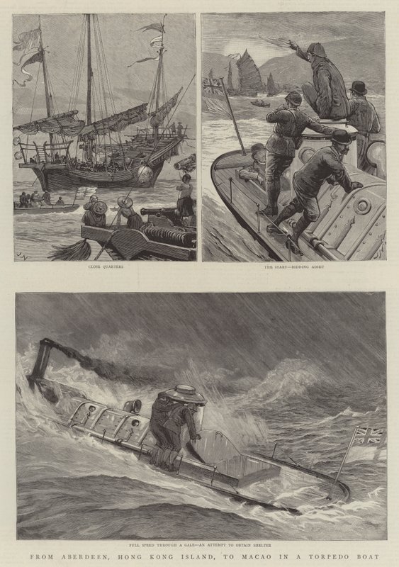 From Aberdeen, Hong Kong Island, to Macao in a Torpedo Boat by Joseph Nash
