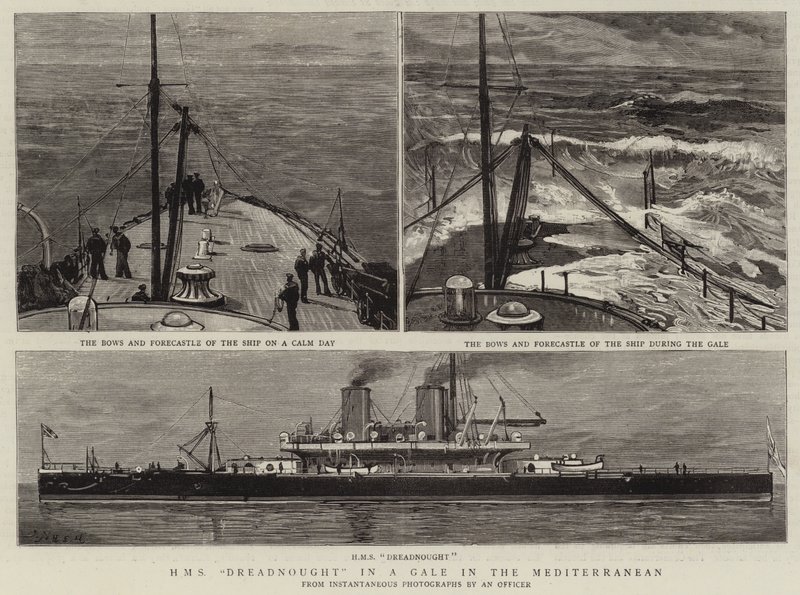 HMS Dreadnought in a Gale in the Mediterranean by Joseph Nash