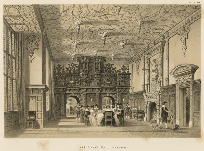 Hall, Crewe Hall, Cheshire by Joseph Nash