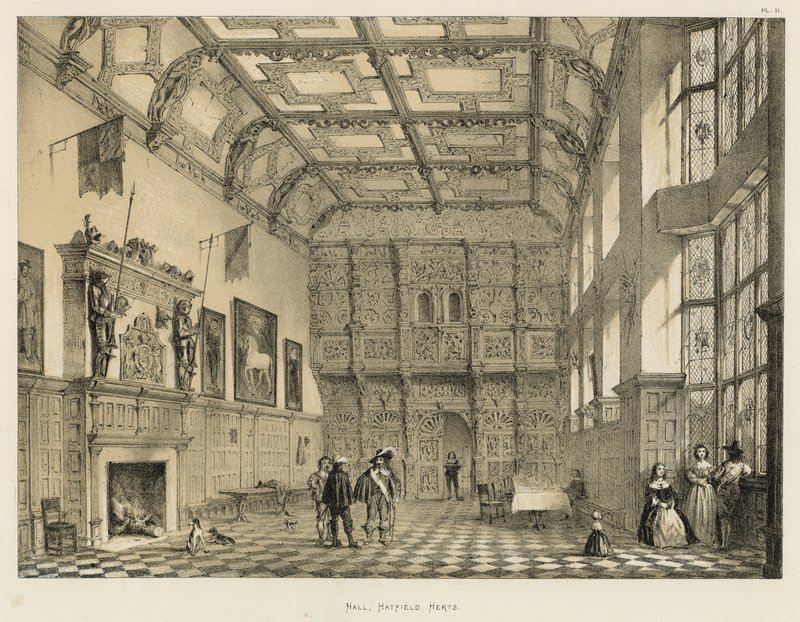 Hall, Hatfield, Herts by Joseph Nash