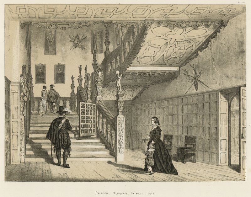 Principal Staircase, Hatfield, Herts by Joseph Nash