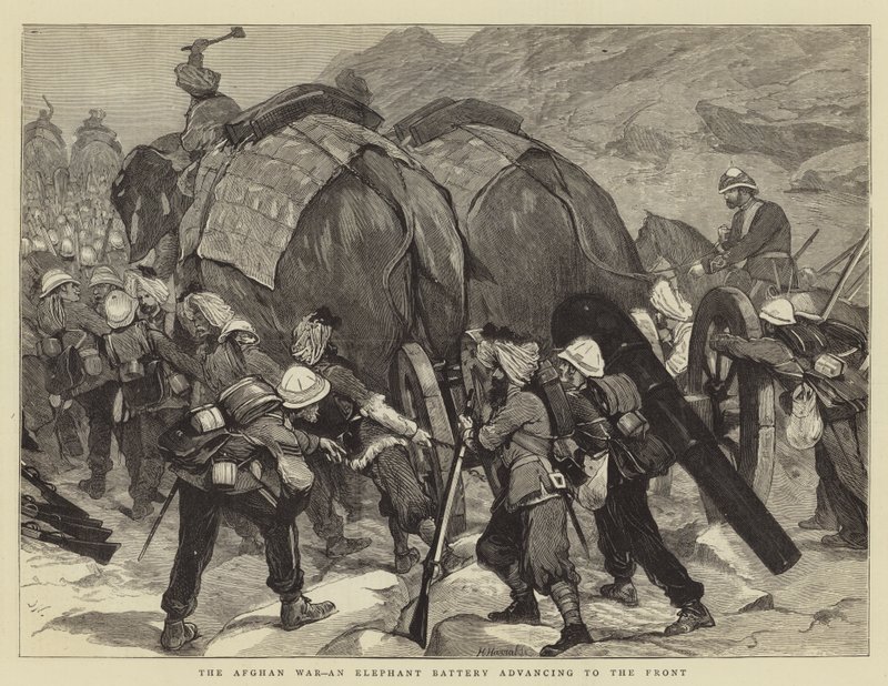 The Afghan War, an Elephant Battery advancing to the Front by Joseph Nash