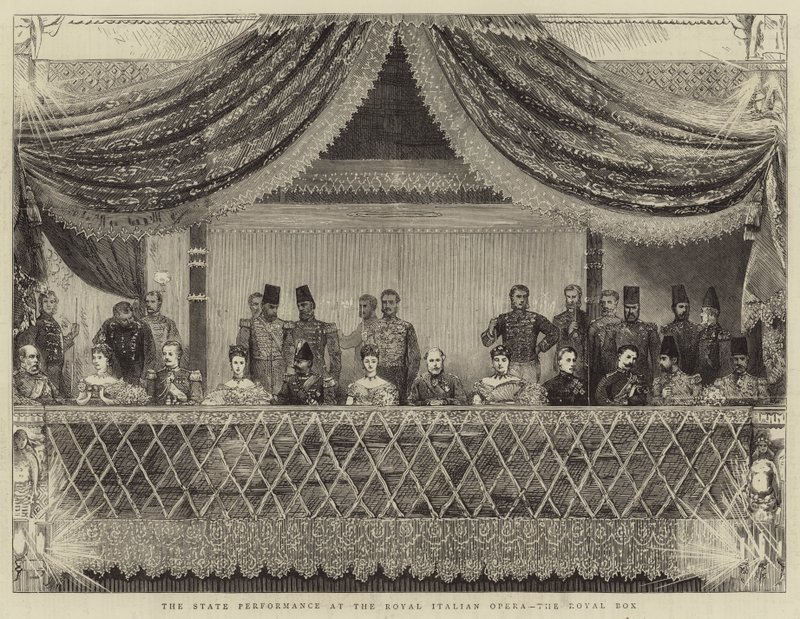 The State Performance at the Royal Italian Opera, the Royal Box (engraving) by Joseph Nash