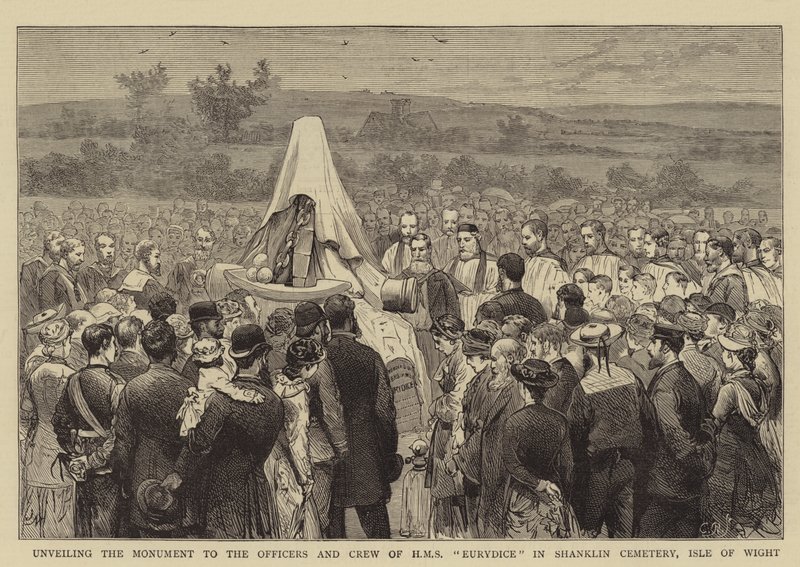 Unveiling the Monument to the Officers and Crew of HMS Eurydice in Shanklin Cemetery, Isle of Wight by Joseph Nash