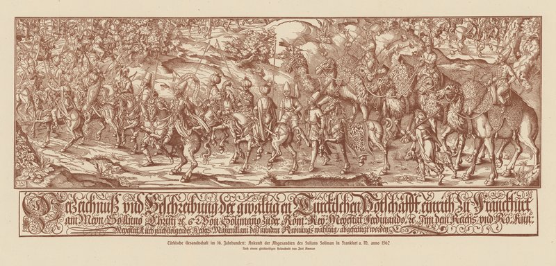 Emissaries of Suleiman the Magnificent Arriving in Frankfurt by Jost (after) Amman