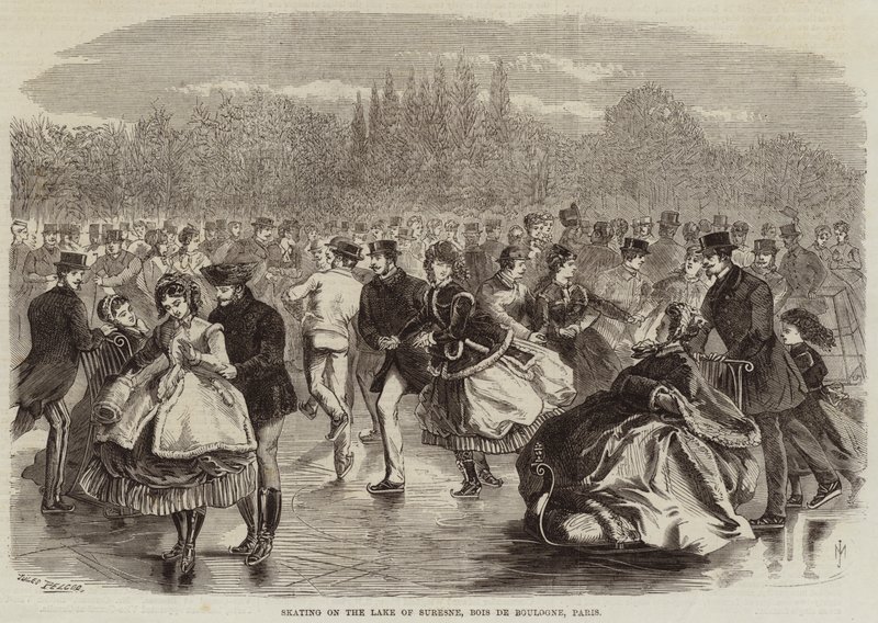 Skating on the Lake of Suresne, Bois de Boulogne, Paris by Jules Pelcoq