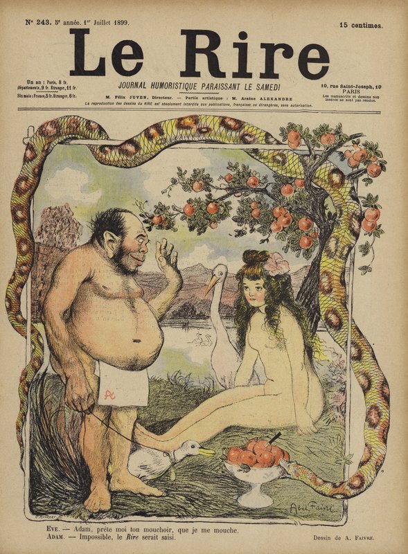Adam and Eve, Illustration for Le Rire by Jules Abel Faivre