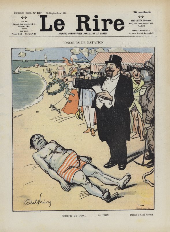 Swimming Competition (Illustration for Le Rire) by Jules Abel Faivre