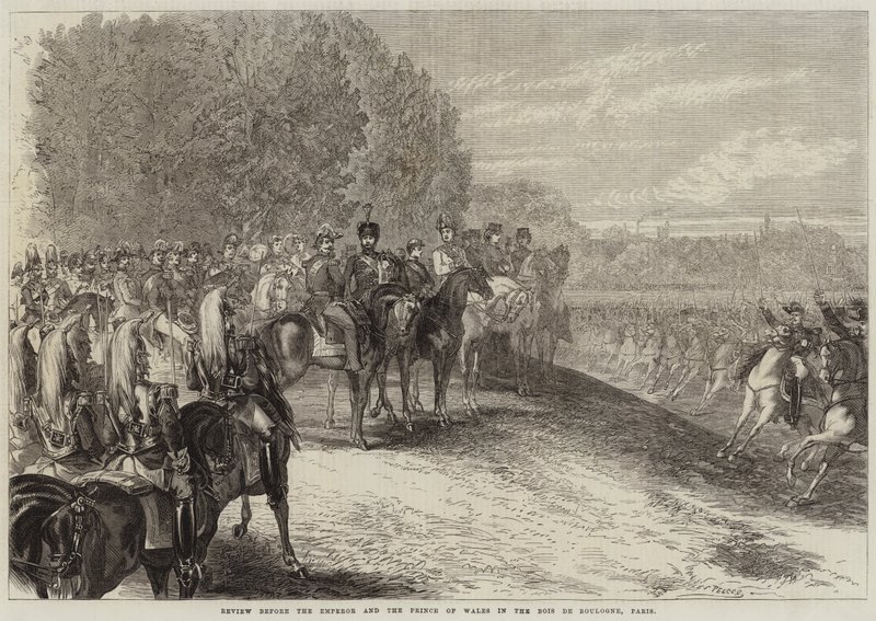 Review before the Emperor and the Prince of Wales in the Bois de Boulogne, Paris by Jules Pelcoq
