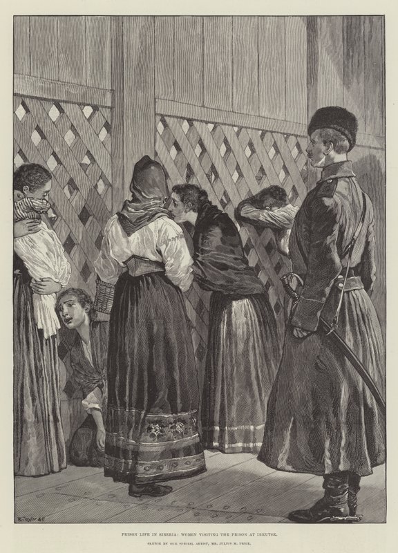 Prison Life in Siberia, Women Visiting the Prison at Irkutsk by Julius Mandes Price