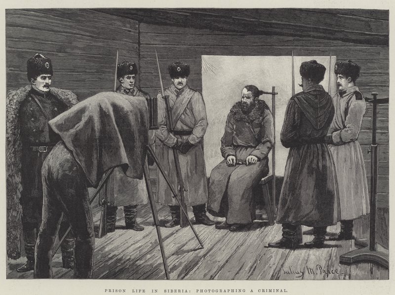 Prison Life in Siberia, photographing a Criminal by Julius Mandes Price