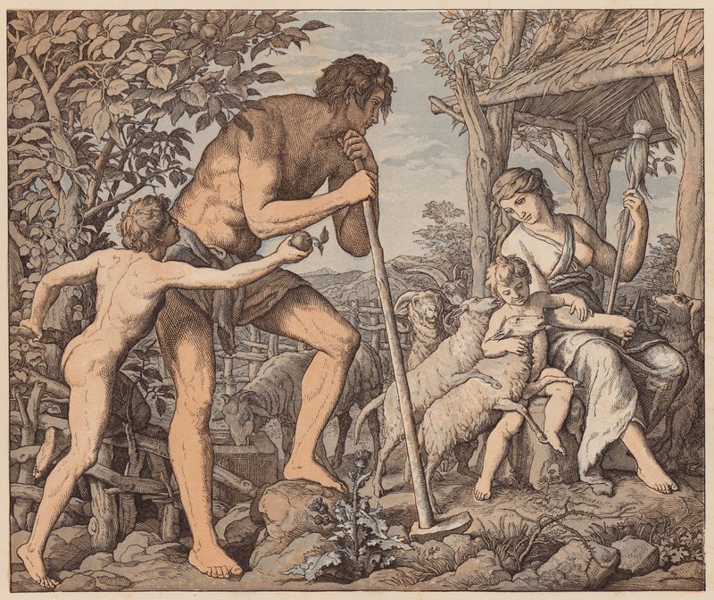 Adam and Eve after the Fall, Genesis, III by Julius (after) Schnorr von Carolsfeld