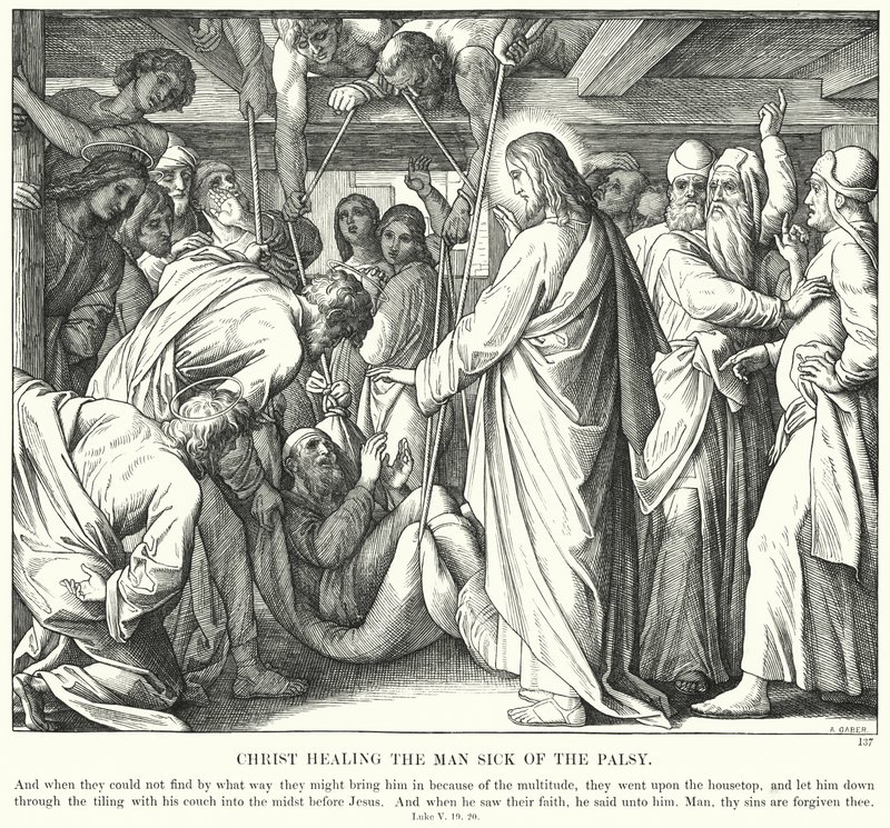 Christ Healing the Man Sick of the Palsy by Julius (after) Schnorr von Carolsfeld