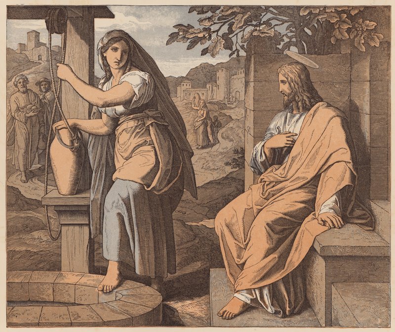 Christ and the Woman of Samaria, St John, IV by Julius (after) Schnorr von Carolsfeld