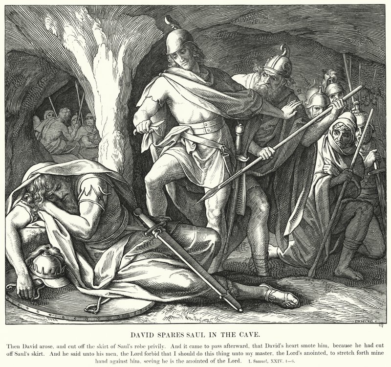 David Spares Saul in the Cave by Julius (after) Schnorr von Carolsfeld