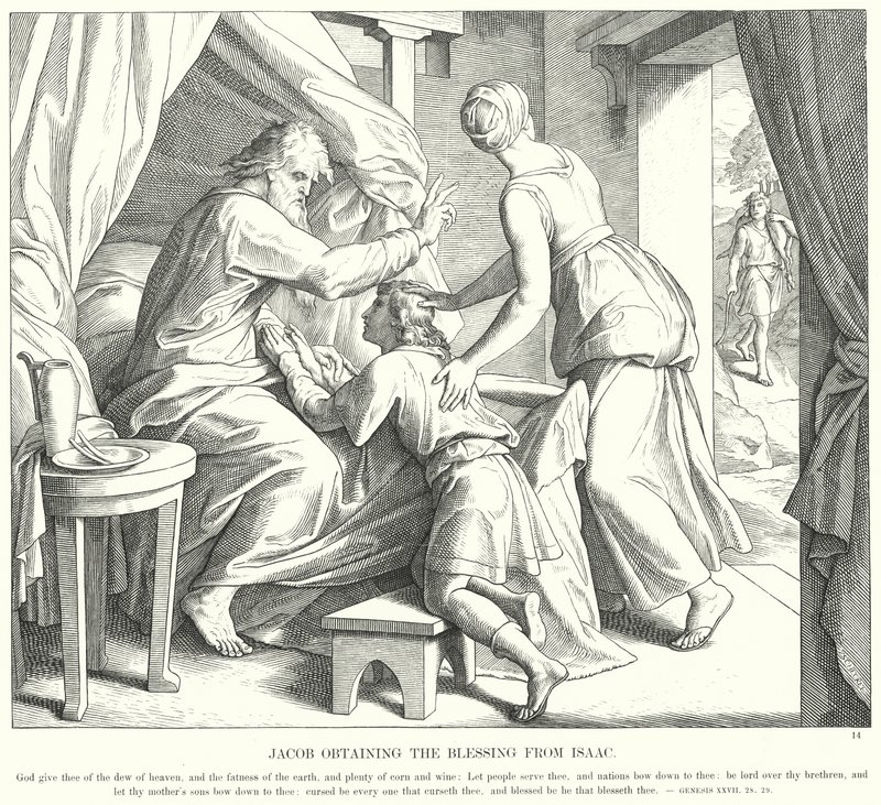 Jacob Obtaining the Blessing from Isaac by Julius (after) Schnorr von Carolsfeld